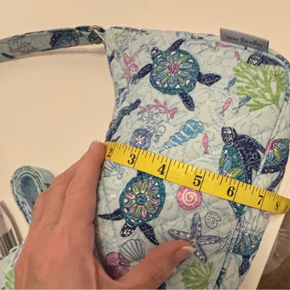 Vera Bradley Light Blue Quilted Shoulder Bag with Sea Turtle Print - Picture 12 of 16
